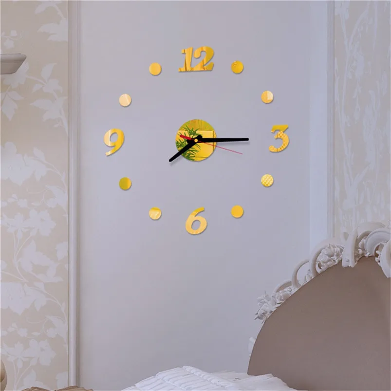 European Acrylic Wall Clock Custom DIY Wall Sticker Clock Mirror Effect Wall Stiker with Clock Adesivo De Parede 40MR0516