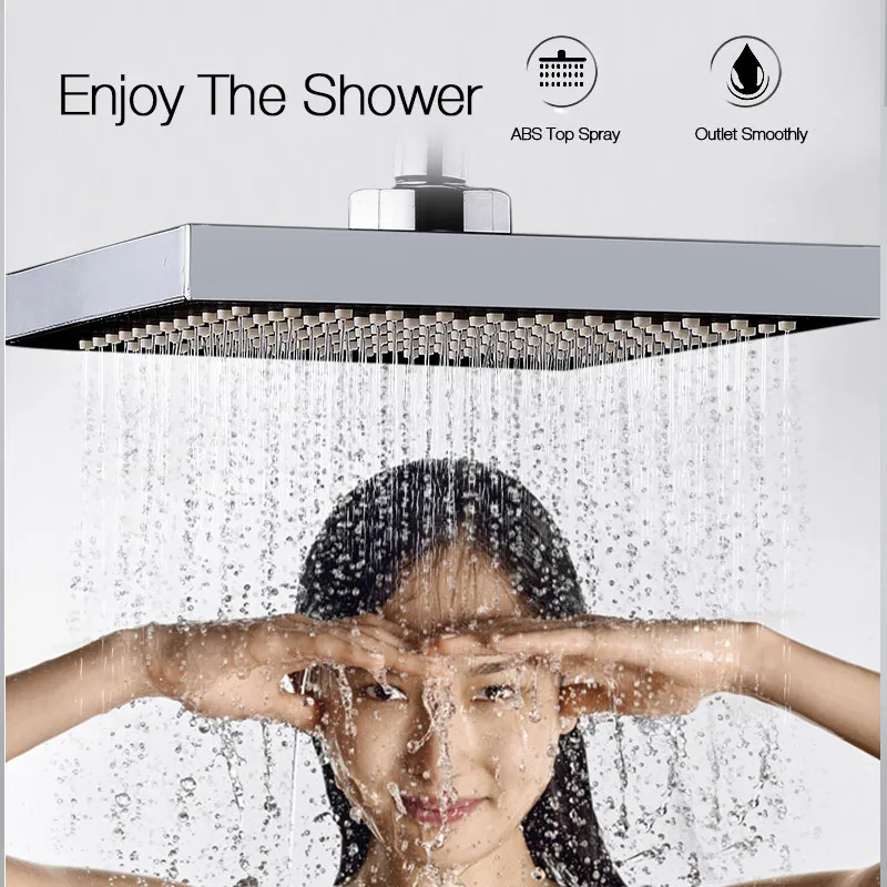 Mrosaa Ванная комната Showerhead 6 дюйм(ов) ABS Топ-спрей утолщенной под давлением вращающийся осадков Насадки для душа квадратный Нержавеющая сталь