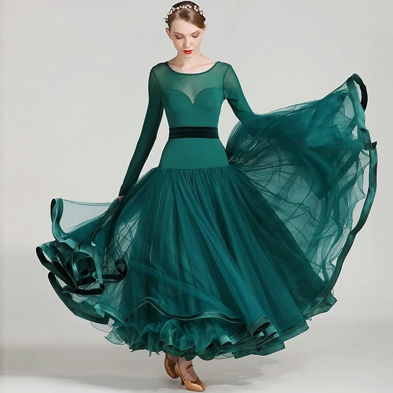 5colors Green Blue ballroom competition dress women tango dresses standard ballroom waltz dresses dancing dress fringe