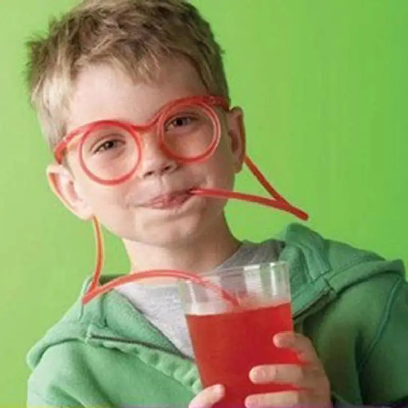 2016 Novelty Flexible Child Kid Drink Straw Glasses Pattern Drinking