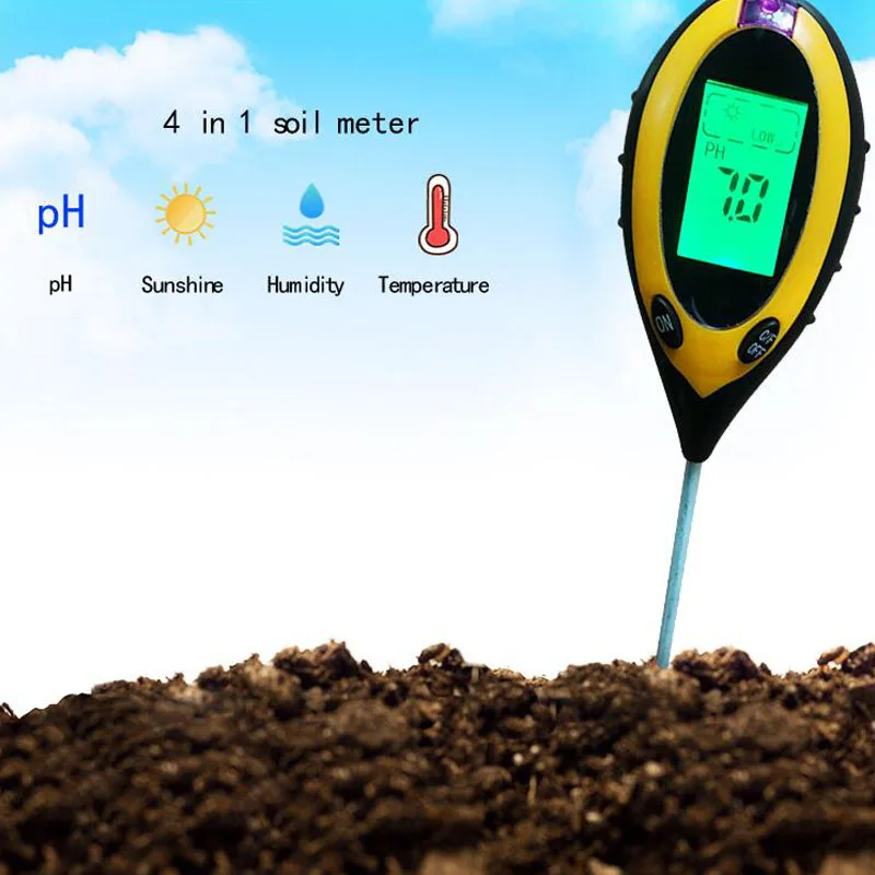 4 в 1 почвенный термометр гигрометр почвы рН лампа тестера Измеритель температуры и влажности цифровой прибор для измерения почвы