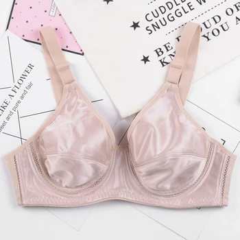 

bra Large size ladies bra side of the side of the full range of underwear cover breathable ultra-thin solid color bra