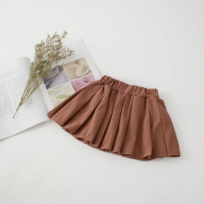Baby Girl Tutu Skirts Autumn Baby Clothes Kids Princess Girls Skirt Pleated Pettiskirt solid color Kawaii school Skirts dropship (2)
