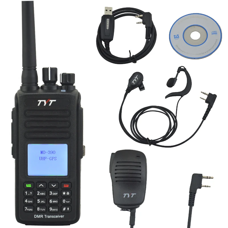

TYT Walkie Talkie MD-390 UHF+GPS DMR IP67 Waterproof Two-way Radio w/Free Hand Microphone,Programming Cable and Earpiece