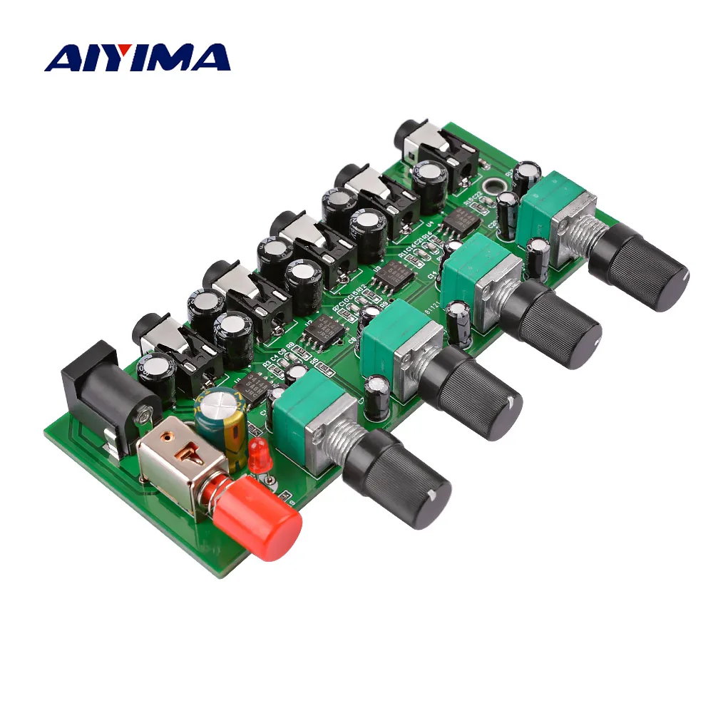 

AIYIMA 1 input 4 output Mixer Stereo Audio Signal Mixing Board NJM3414A Amplification Function for Headphones Amplifier DIY DC12