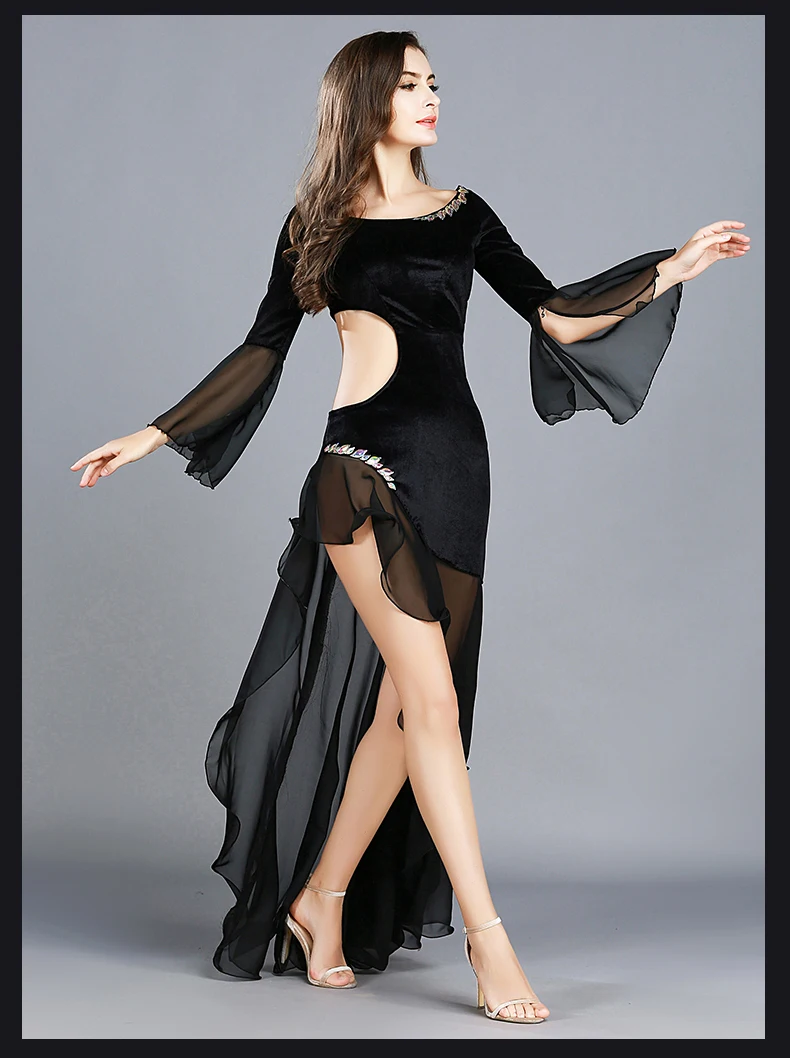 Платье для восточных танцев, для танца живота, для выступлений, Модальная юбка, вечерние, для шоу на сцене, сексуальный цельный наряд,- 8840