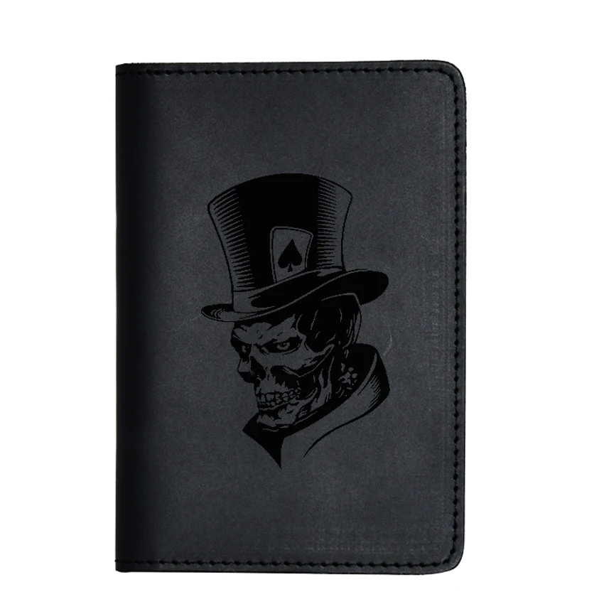 Обложка для паспорта Cool Joker Skeleton Skull простая визитница держатель из натуральной