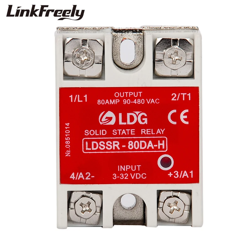

SSR-80DA-H 10pcs Solid State Relay 3V 3.3V 5V 12V 24V 32V DC Input Output 90-480VAC DC-AC 80A SSR Relay Switch Board SSR 80DA -H
