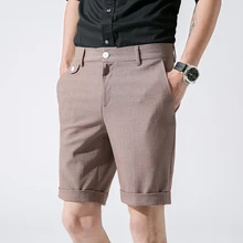 Мужские Элегантные брюки Slim Fit Летние черные шорты мужской офисный костюм брюки мужские хаки платье брюки деловые шорты