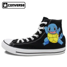 Girls Boys Anime Converse All Srar Pokemon Go Turtles Design Hand Painted Shoes Man Woman High Top Sneakers Men Women Shoes