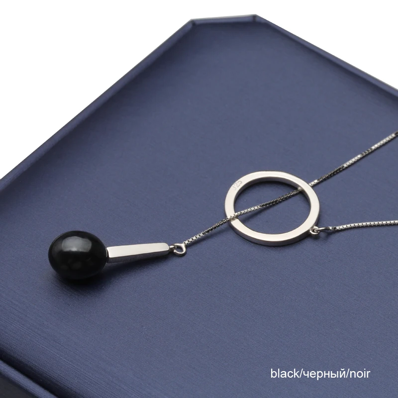 black pearl pendant Настоящее 925 серебряное ожерелье, свадебное белое ожерелье с натуральным жемчугом, Подвеска для женщин, Подарок на годовщину - Цвет камня: black pearl pendant