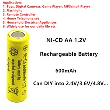 DIY AA NI-CD аккумуляторная батарея 1,2 V 600mAh может использоваться в электрических игрушках будильник пульт дистанционного управления