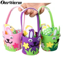 OurWarm Easter Decorations for Home 3Set Rabbit Easter Basket with DIY Foam Egg Handmade Felt Craft Creative Puzzle Kids Toys