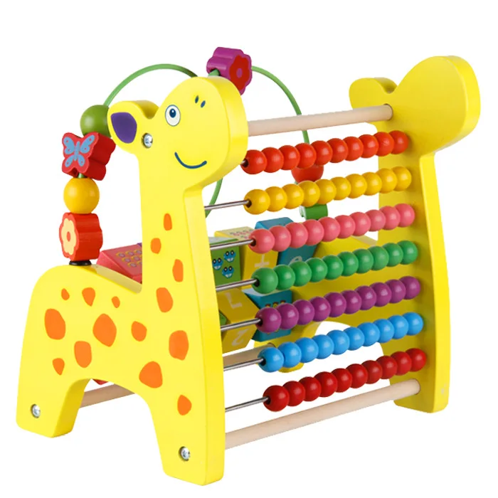 

Wooden Fawn Animal Multifunctional Baby Children Calculation Shelf Piano Beads Intelligence Abacus Educational Flipper Math Toy