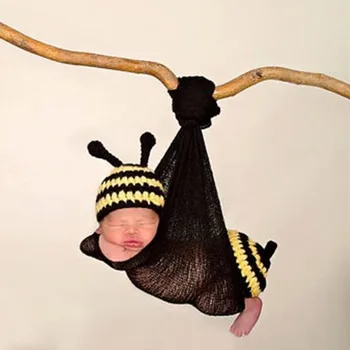 

Hot Newborn Baby Photography Props Unisex Costume Animals Baby Bee Outfits Studio Shooting Clothing