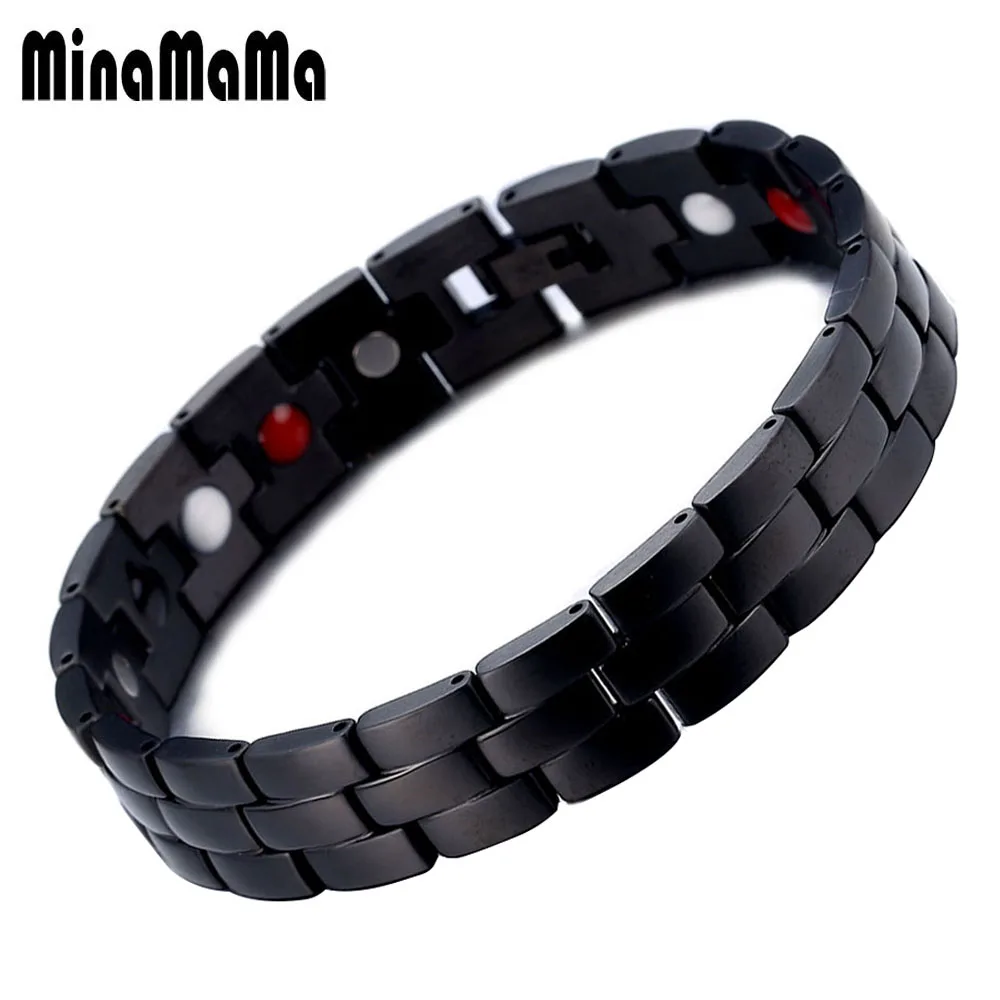 Black Male Ion Bracelet Stainless Steel Bracelet for Men
