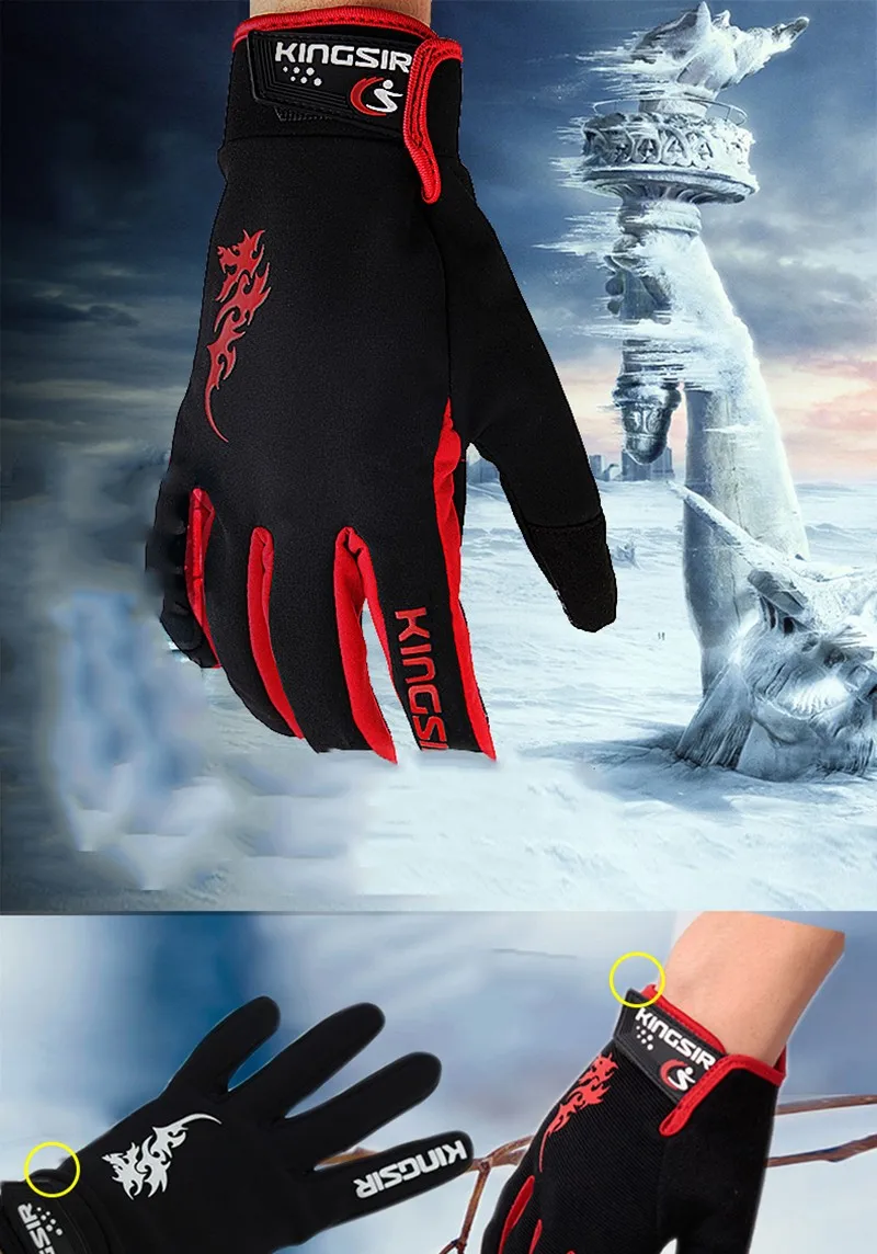2016 Brand Men Sport Gloves Mountain Bike Full Finger Cycling Gloves Shockproof Breathable Touch Screen Thermal Gloves L-XXL  (2)