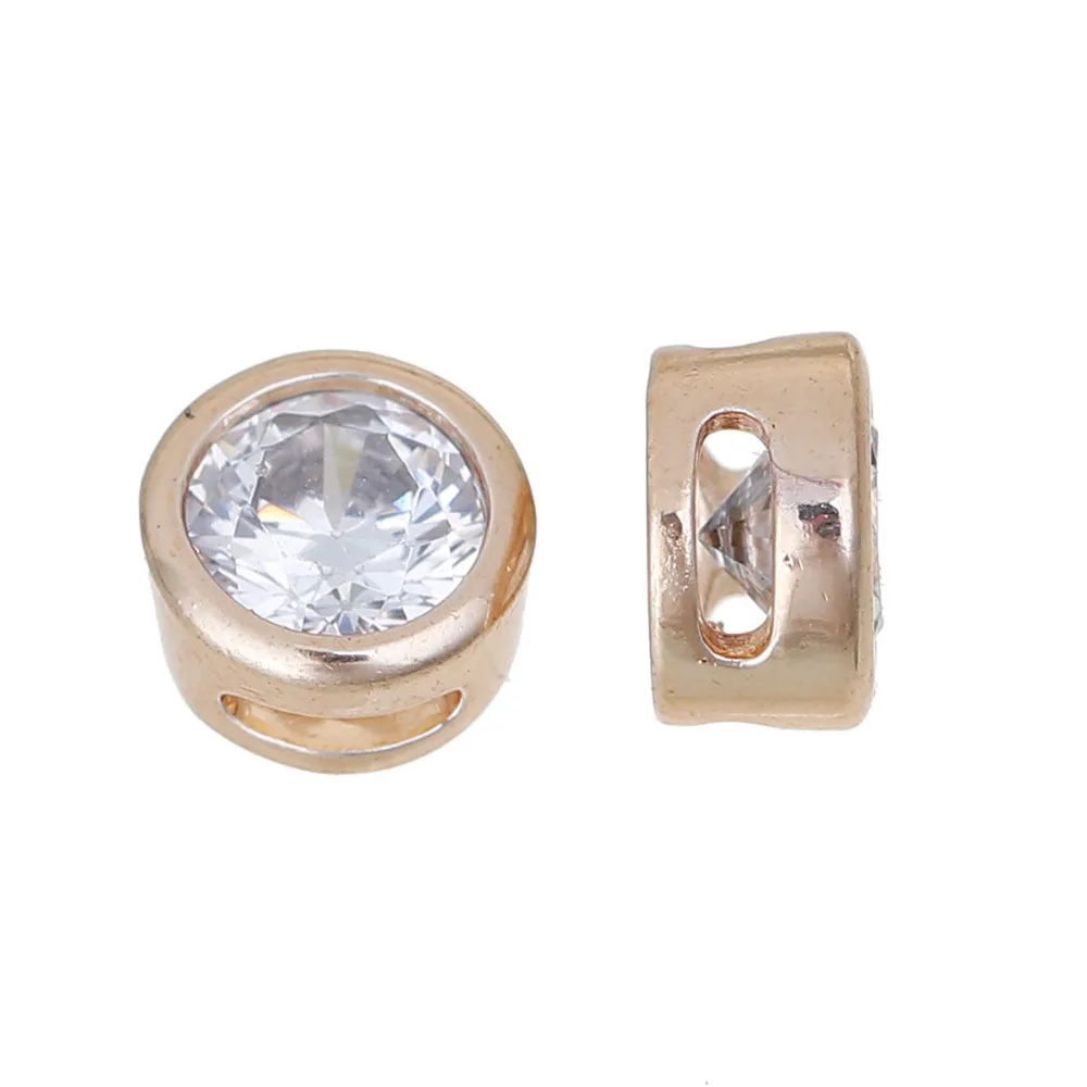 

DoreenBeads Copper Gold Color Spacer Beads Round Clear Cubic Zirconia About 6mm( 2/8") Dia, Hole: Approx 3.9mm x1.1mm, 2 PC