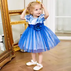 Новинка 2018 г., весеннее платье с перекрестной каймой для девочек, детское платье принцессы с рукавами