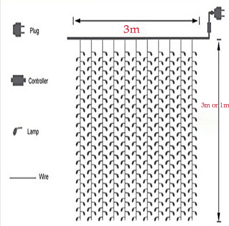 3 м x 3 м 220 В ЕС/110 В США штекер светодиодный цифровой воды водонепроницаемые шторка Огни Праздник Украшение Свадьба Рождество свет открытый