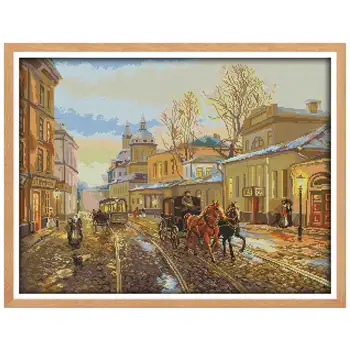 

oneroom Street views carriage counted Cross Stitch 11CT 14CT Cross Stitch Set DIY Cross-stitch Kit Embroidery Needlework