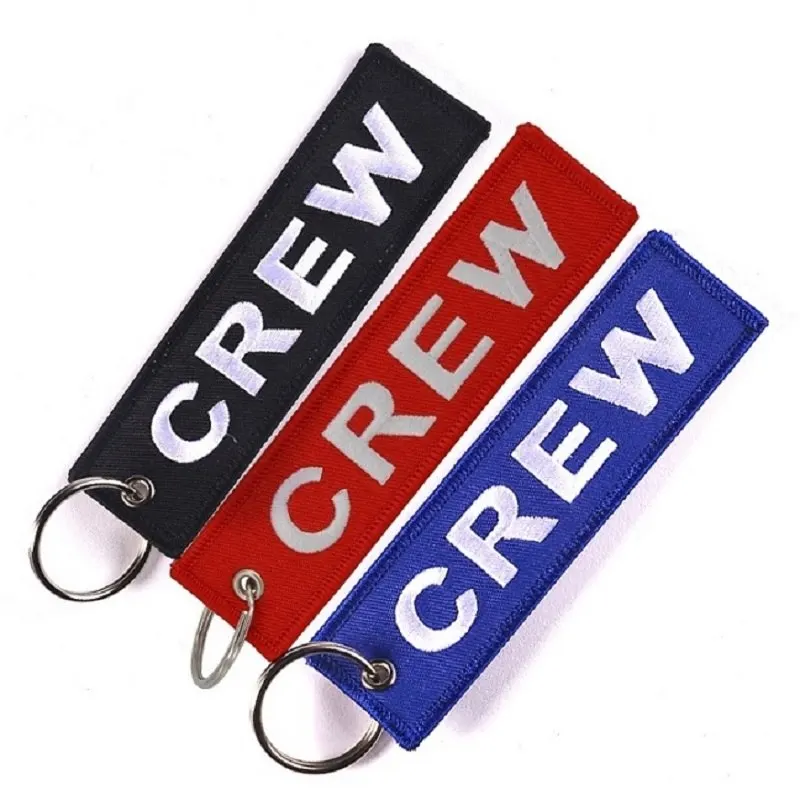 Fashion Jewelry Crew Key Chains OEM Keychain Jewelry Luggage Tag Safety Label Embroidery Crew Key Ring Chain for Aviation Gifts a 00