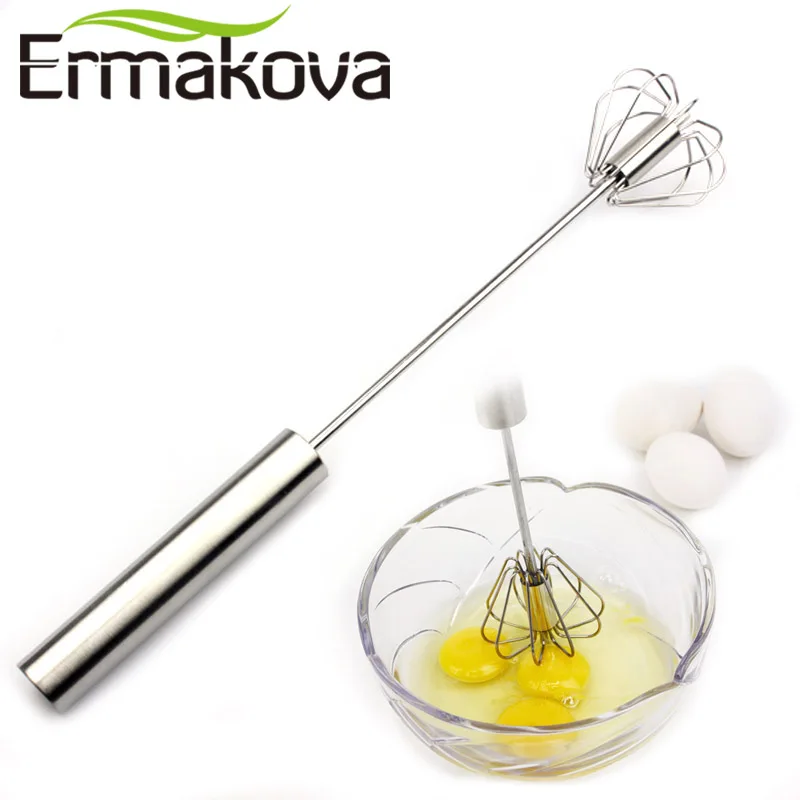 

ERMAKOVA Egg Wire Whisk Stainless Steel Hand Push Egg Beater Blender Wire Whisk Egg Milk Mixer Whisking Beating&Stirring Beater