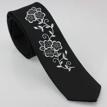 Yibei Coachella Галстуки жаккардовые из микрофибры черный галстук серебро цветочный Gravatas masculinas Тонкий Тощий узкий Свадьба шеи Галстуки