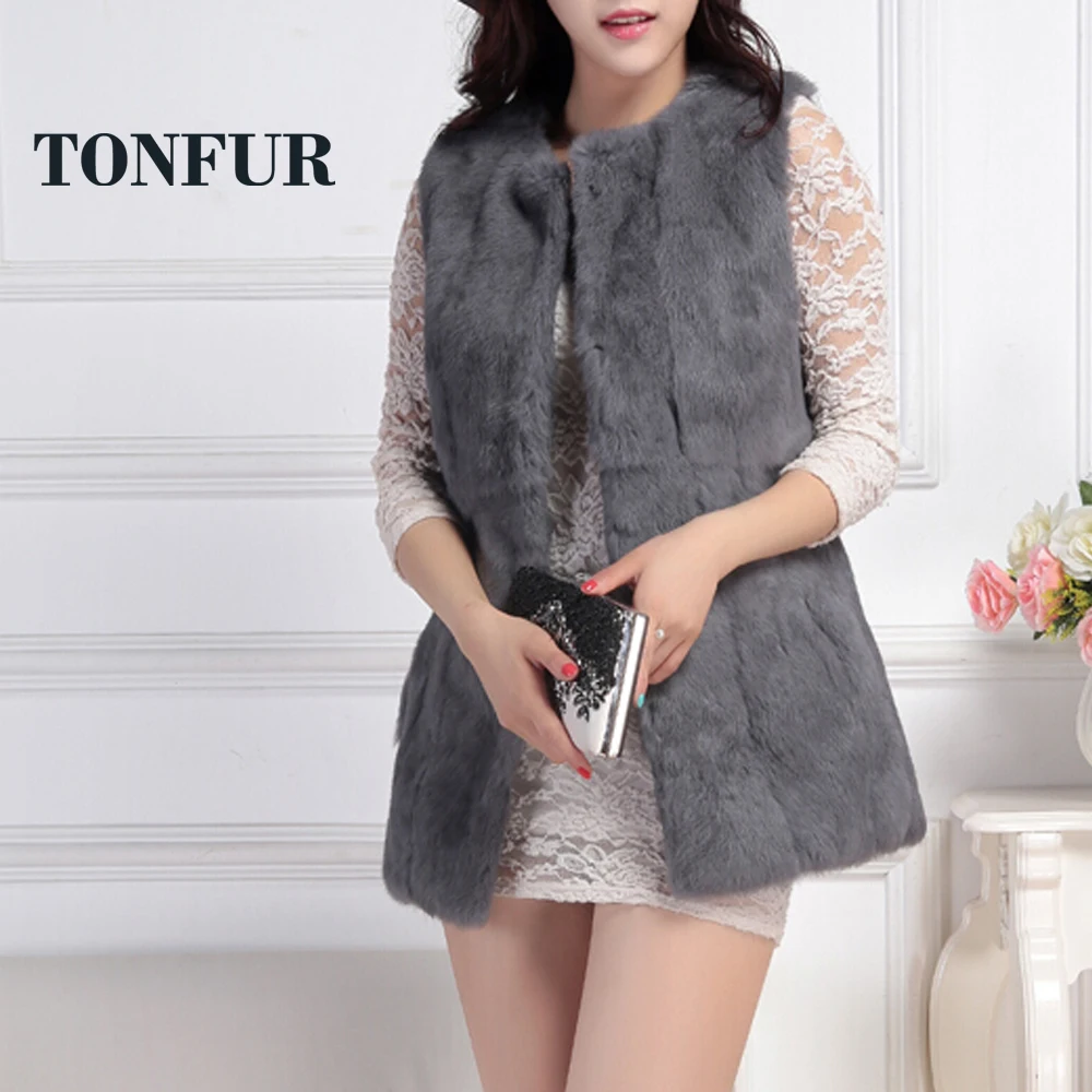 

Top Rated Good Quality 100% Real Rabbit Fur Vest Women Fashion Natural Rabbit Fur Gilet Factory Outlet Wholesale Retail FP950