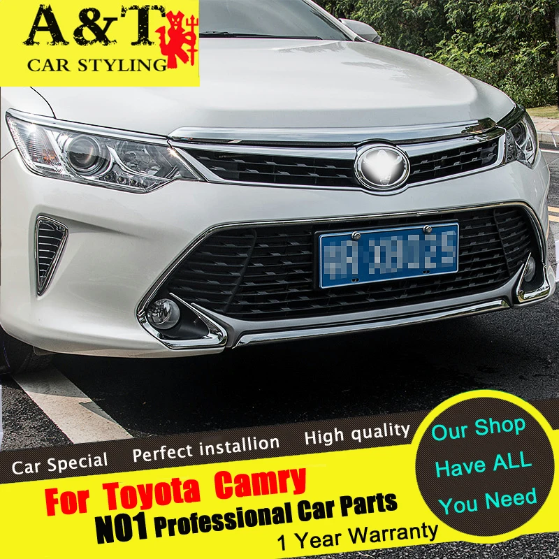 

JGRT For Toyota Camry Bumper strip chrome trim car styling 2015-2017 For Camry Front bumper trim stickers car speacial