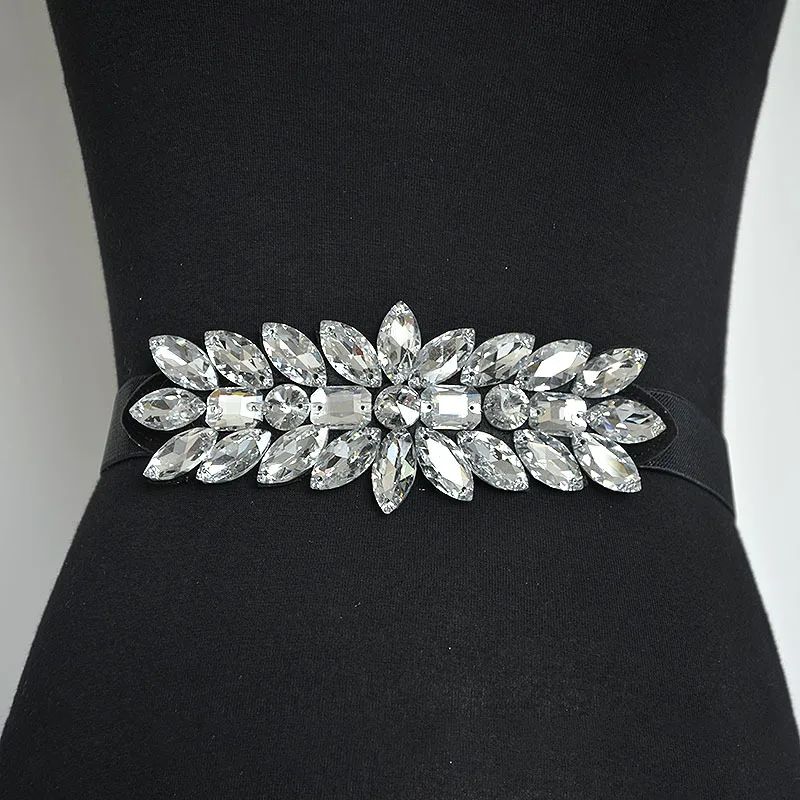 Новые красивые роскошные блестящие Женская одежда ремень с бриллиантом для вечерние платье спандексный пояс для талии 65-100 см