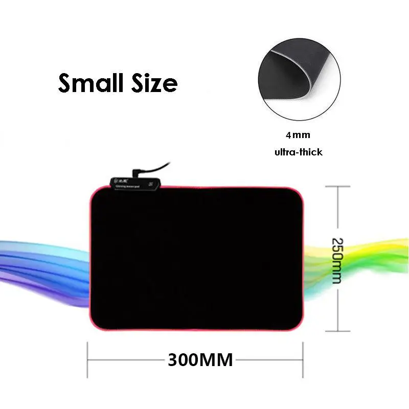 Studyset большой RGB цветное светодиодное освещение игровой Мышь коврик для портативных ПК - Цвет: 300 250 4mm