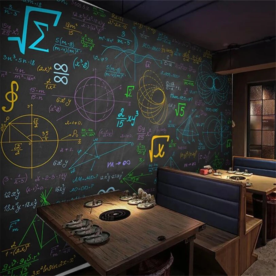Beibehang カスタム壁紙 3d 壁画数学式色チョーク黒板背景の壁リビングルームの寝室のレストランの壁紙 Wallpapers Aliexpress