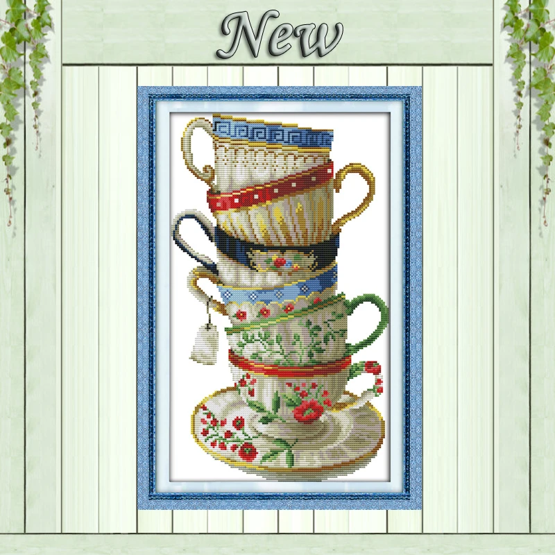 

Elegant coffee cup,counted print on canvas DMC 14CT 11CT Cross Stitch kits,embroidery needlework Set,hand made Crafts Home Decor