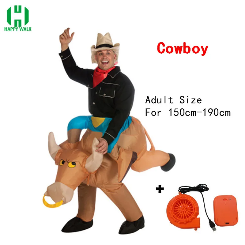Пурим фантазия надувной костюм Единорог динозавр лошадь ковбой сумо утка животное талисман Хэллоуин костюм для женщины мужчины ребенок взрослый - Цвет: Cowboy
