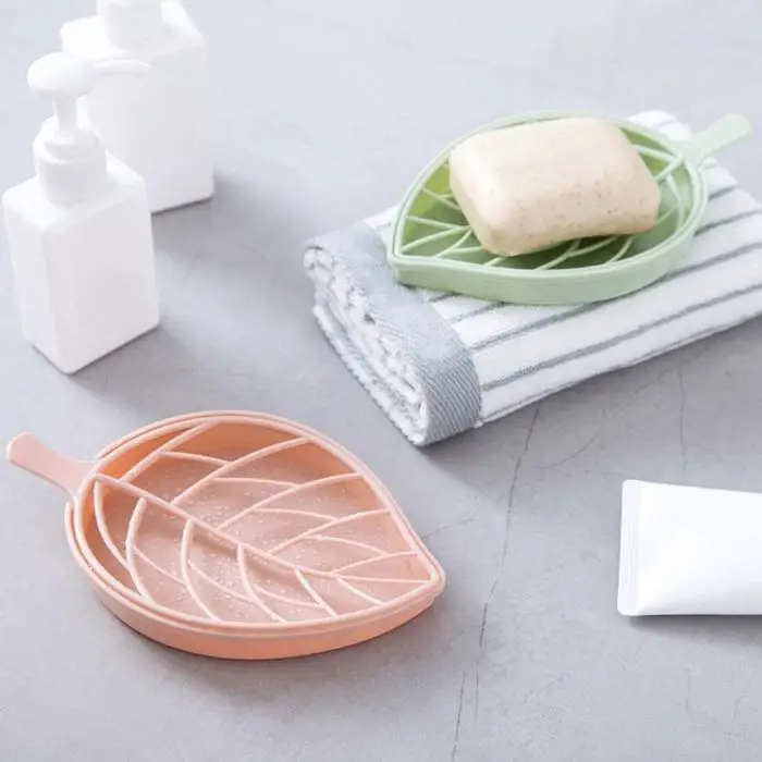 Креативные двухслойные сливная тарелка для мыла противоскользящие листья в форме аксессуары для ванной комнаты WWO66