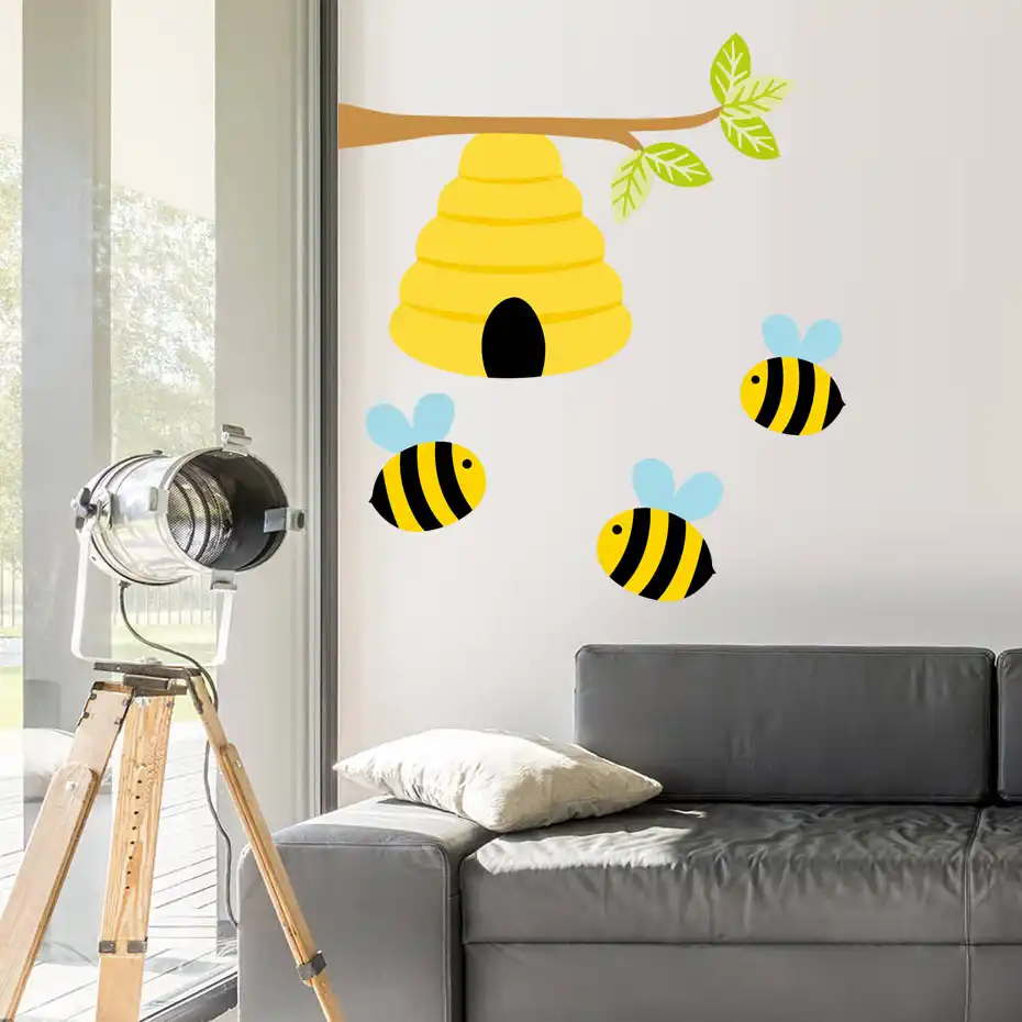 Cute Bee Plant Wall Decals Honey Stickers For Kids Cute Bee Plant Wall Decals Honey Stickers For Kids