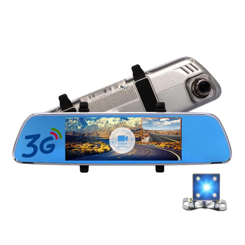 7 дюймов Автомобильная камера 3G DVR зеркало Android GPS навигация двойной объектив