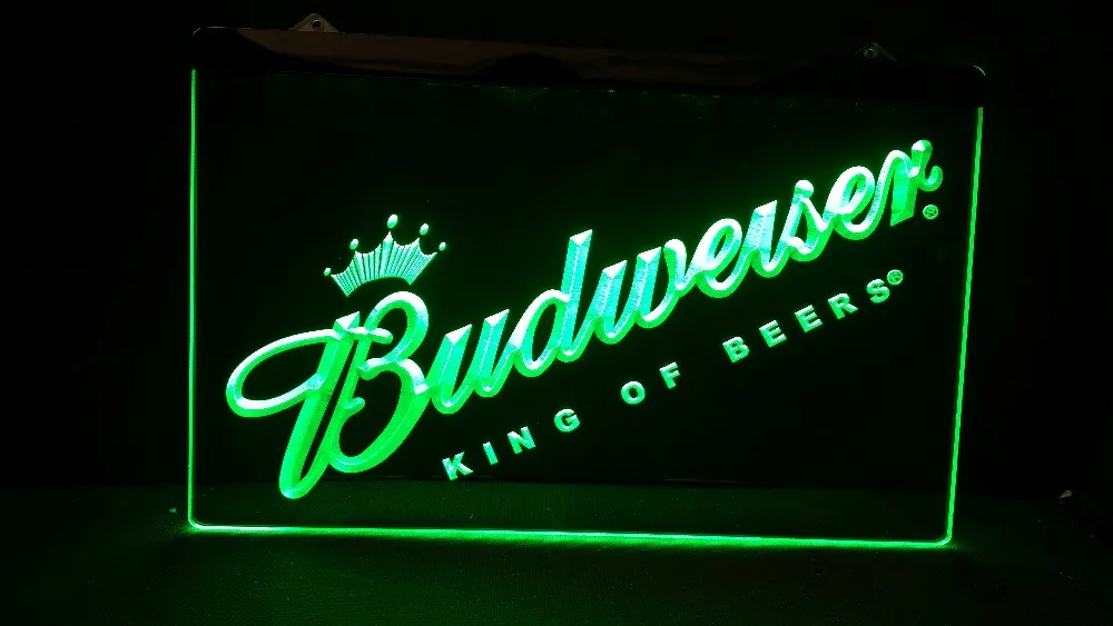 B-256 Budweiser Король пивной бар Паб Клуб 3d знаки светодиодный неоновый светильник