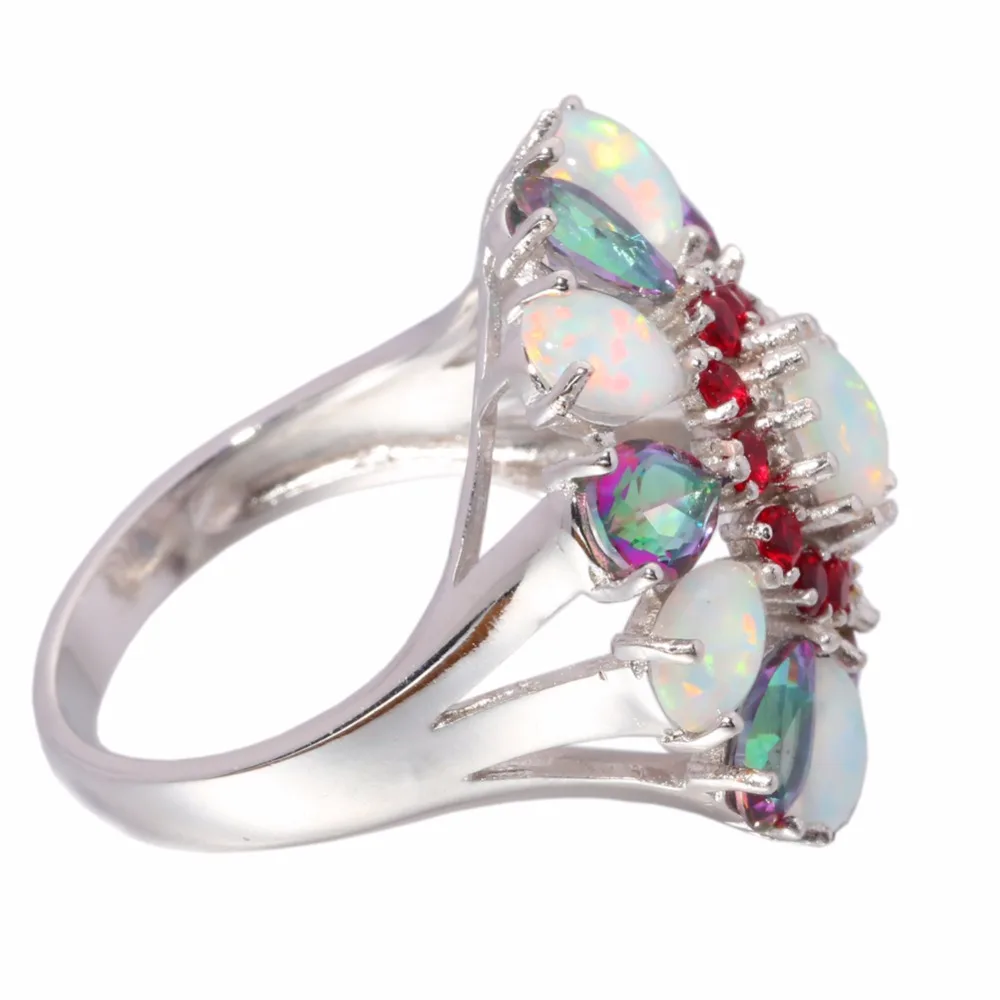 CiNily White Fire Opal Kunzite Gold Plated Women Jewelry Gemstone Ring Size 7 8 9 10