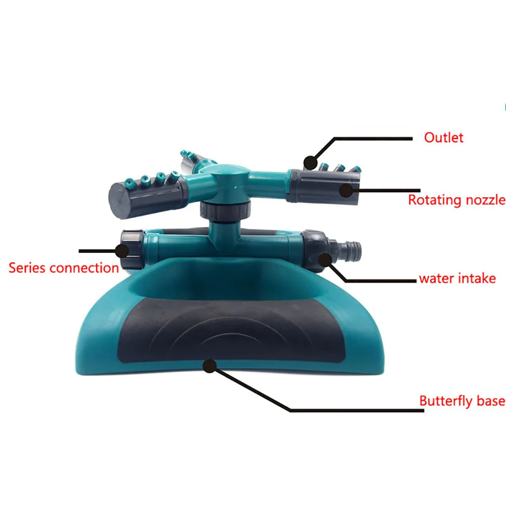 Поставки теплицы три руки Автоматический 360 градусов Поворотный распылитель головка сад газон орошение два разъема спринклер IT087