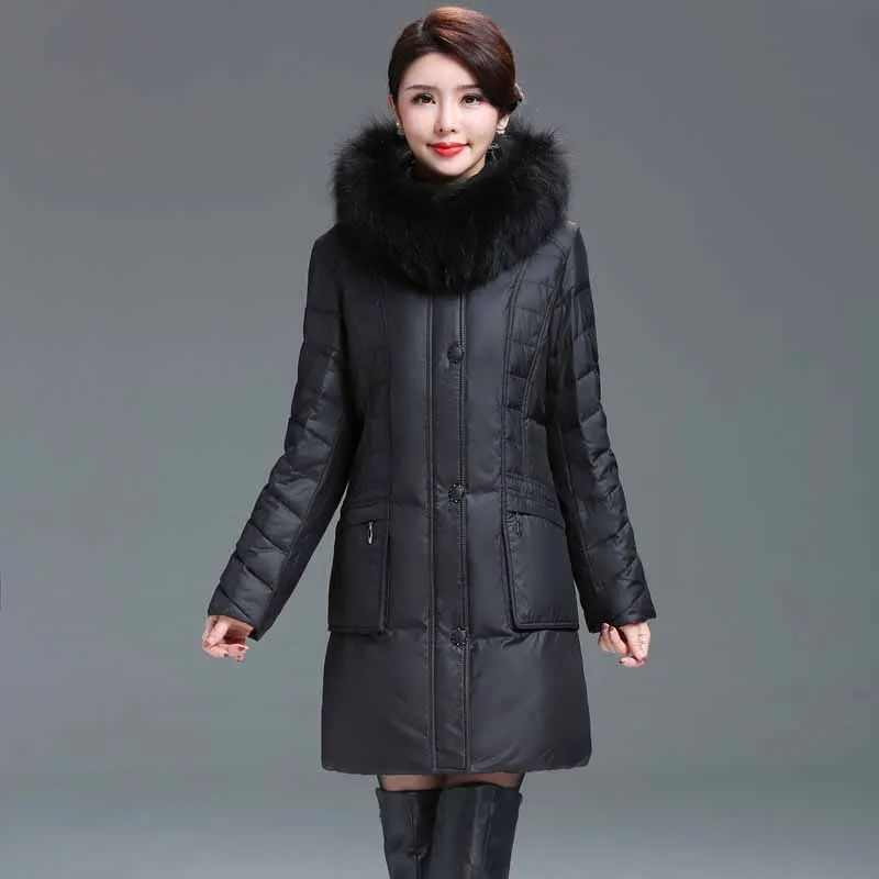 Womens down coats Long down parkas winter jacket woman 2017 Raccoon fur Hooded Oversized 6XL Duck down coat manteau femme hiver