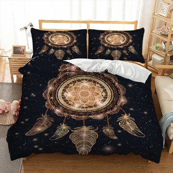 

Gold color Dreamcatcher duvet cover Bedding set quilt Cover Bed Set 3pcs