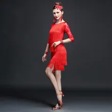 Ballroom Dance Competition Fringe Tassel Dance Skirts Tango Salsa Latin Tango Lace Hollow Out Dance Tops for Women A17