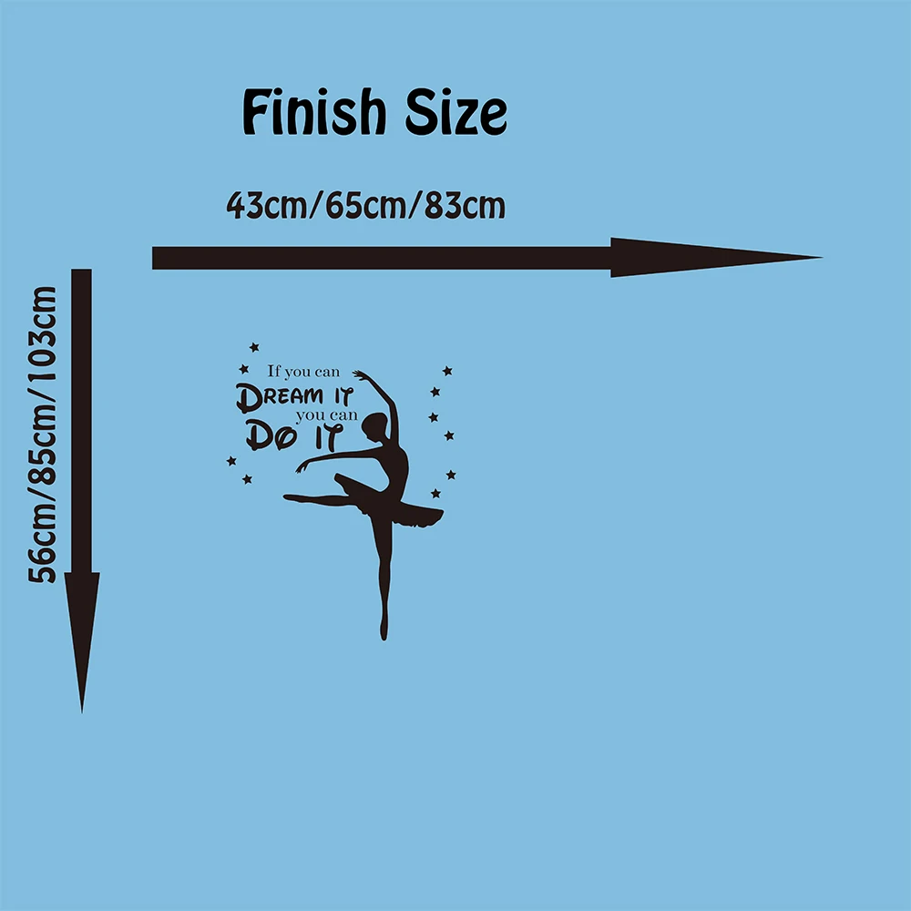 If You Can Dream It You Can Do It Quote Dance Wall Decal Kids Room Girl Room Ballet Yoga Inspirational Quote Wall Sticker Vinyl (5)