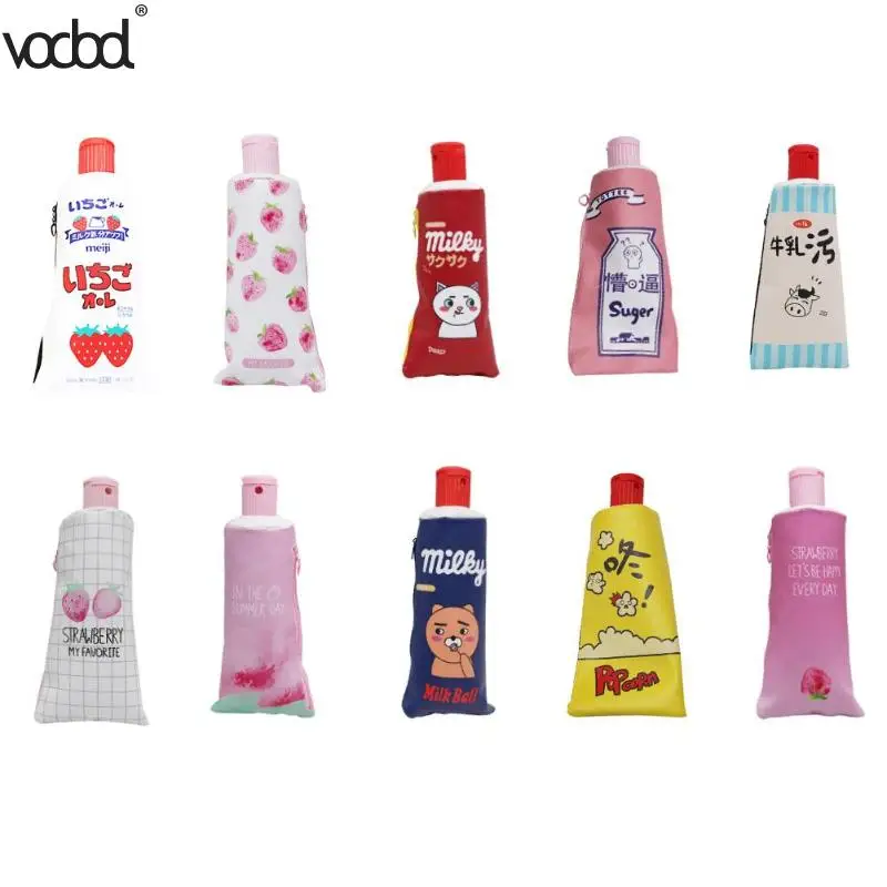 

VODOOL Toothpaste Shaped Creative Pencil Case with Sharpener PU Storage Pencil Bag Student Stationery Supplies Cute Pen Bags