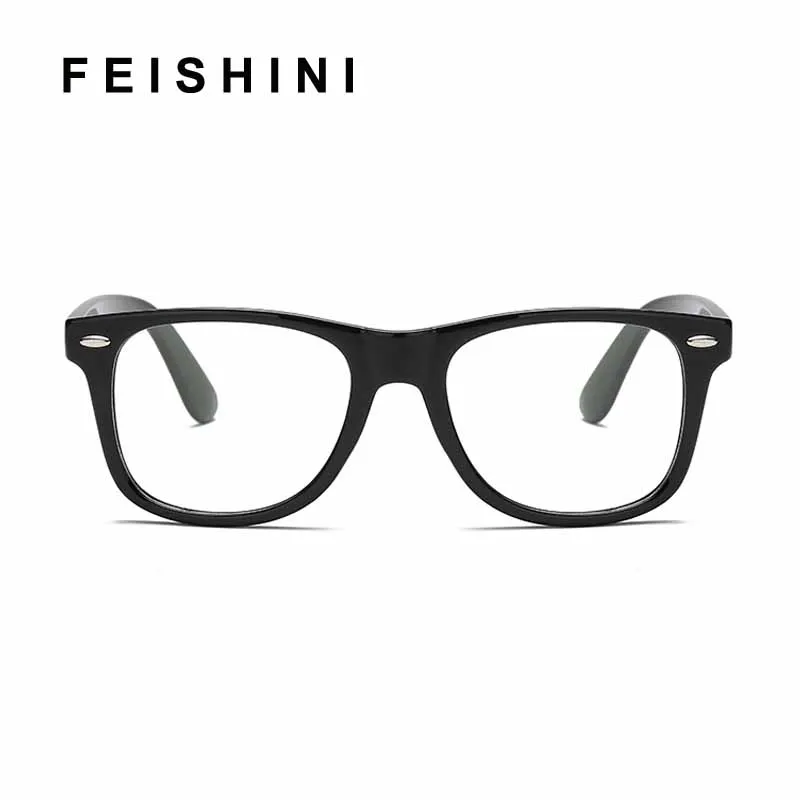 FEISHINI Дешевые Анти Синие лучи компьютерные очки Женские винтажные пластиковые квадратные очки Рамка игровые очки мужские оправы очки
