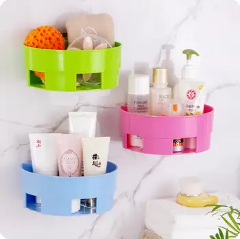 

Bathroom Seamless Wall Shelf Semicircle Drainer Rack Kitchen Sundries Storage Rack