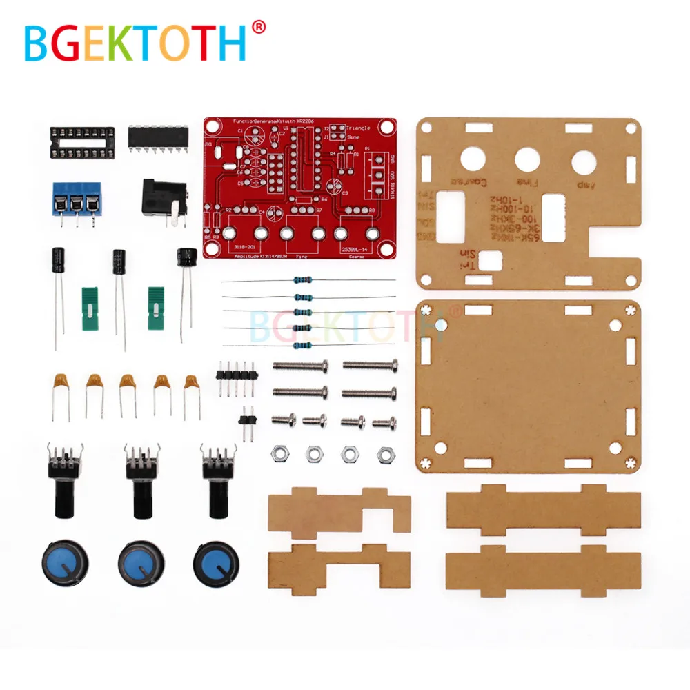 

XR2206 Function Signal Generator DIY Kit Sine/Triangle/Square Output 1Hz-1MHz Signal Generator Adjustable Frequency Amplitude