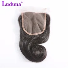 Luduna Brazilian Loose Wave Free Part 4×4 Lace Closure Non-remy Human Hair Bundles Natural Color Free Shipping